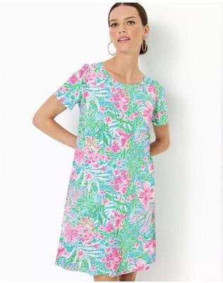 NWT Lilly Pulitzer Cody Dress Medium Amalfi Blue Leaf It Wild | eBay US