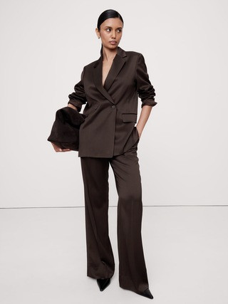 Double-Breasted Italian Satin Blazer | Banana Republic (US)