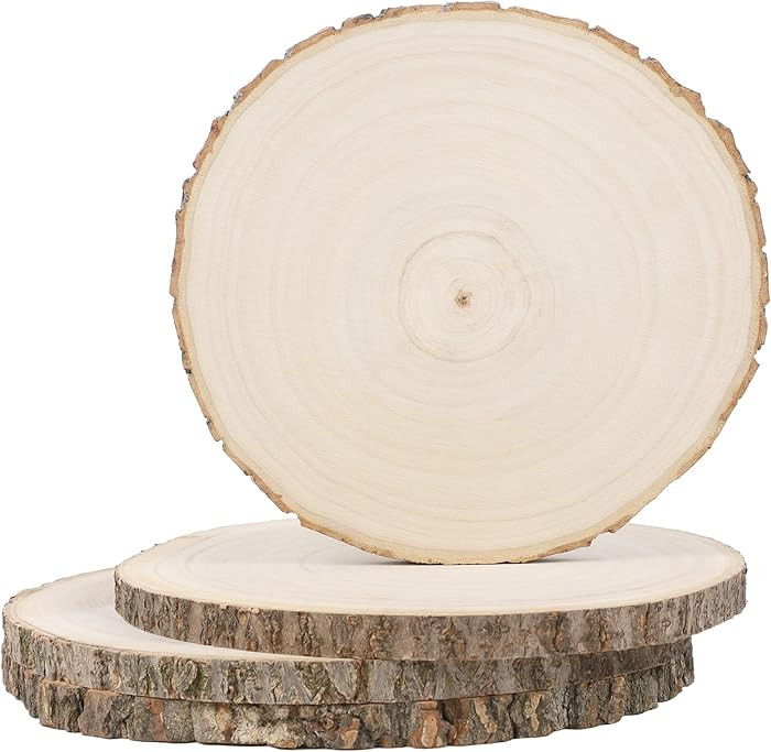 Prsildan 4 Pcs Large Natural Wood Slices, 7-8.5 Inches Unfinished Wood Centerpieces for Tables, D... | Amazon (US)