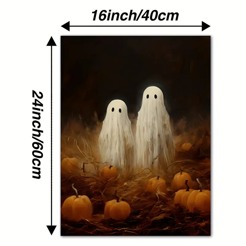 Charming Ghost & Pumpkin Halloween Wall Art - Vintage-Inspired Unframed Canvas Poster for Home De... | Temu Affiliate Program