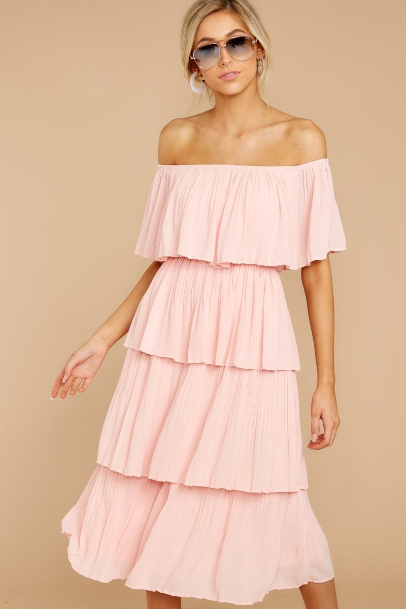 See It Happen Light Pink Midi Dress | Red Dress 