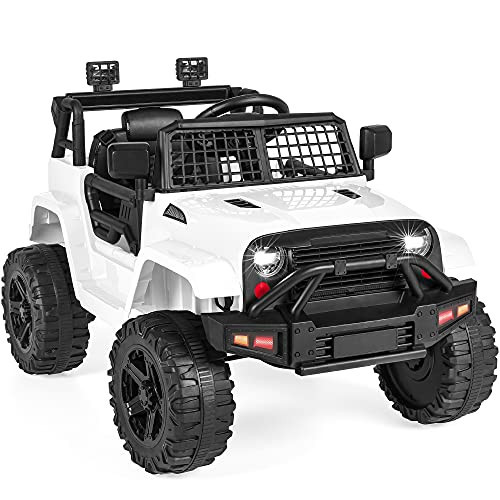Best Choice Products 12V Kids Ride On Truck Car w/Parent Remote Control, Spring Suspension, LED Lights, AUX Port - White | Amazon (US)