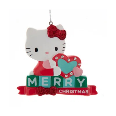 Kurt Adler Hanging Resin Christmas Ornament, Hello Kitty with Heart | Wayfair Professional