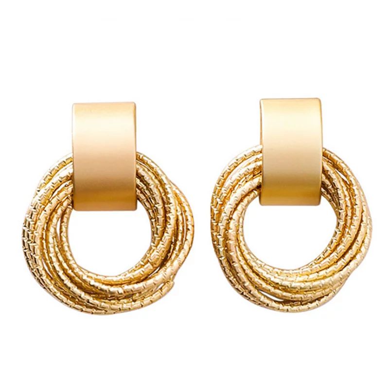 Retro Metallic Gold Multiple Small Circle Pendant Earrings Jewelry Fashion Wedding Party Unusual ... | Walmart (US)