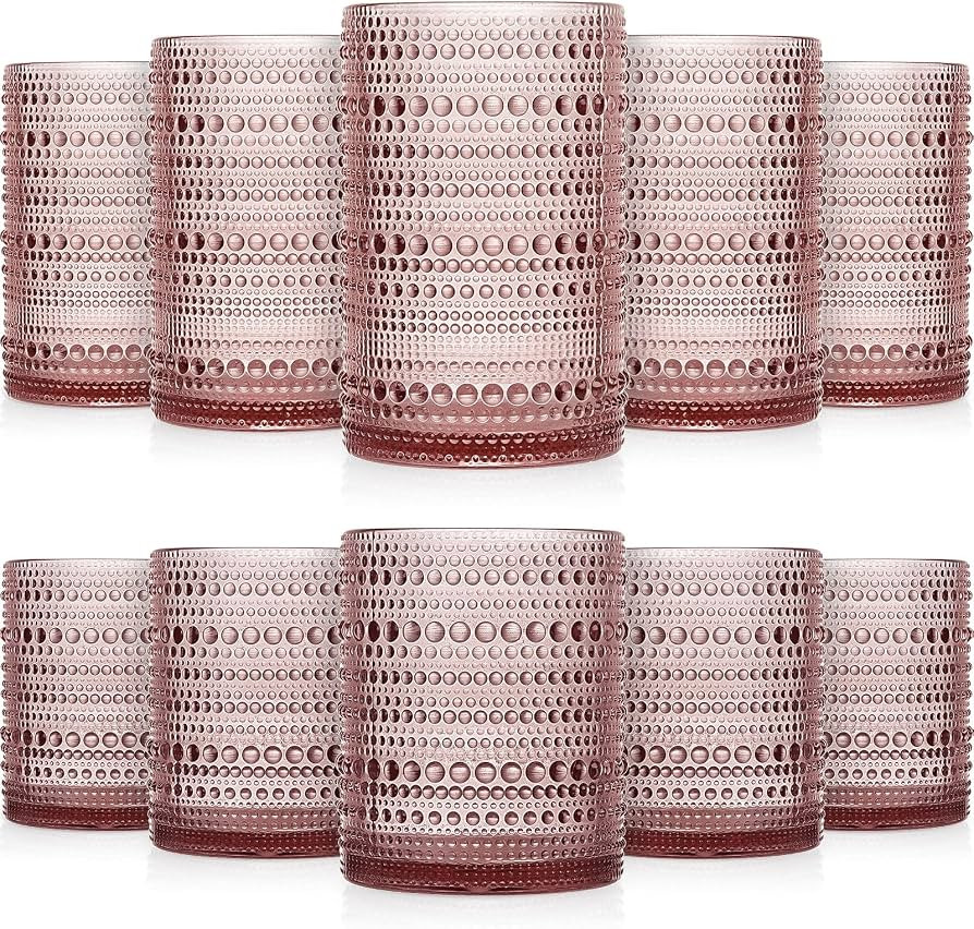 Foaincore Hobnail Drinking Glasses Set Vintage Glassware Old Fashioned Beverage Glasses Highball ... | Amazon (US)