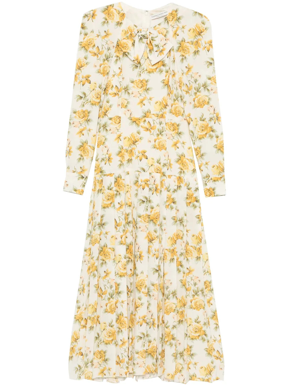 rose-print pleated midi dress | Farfetch Global