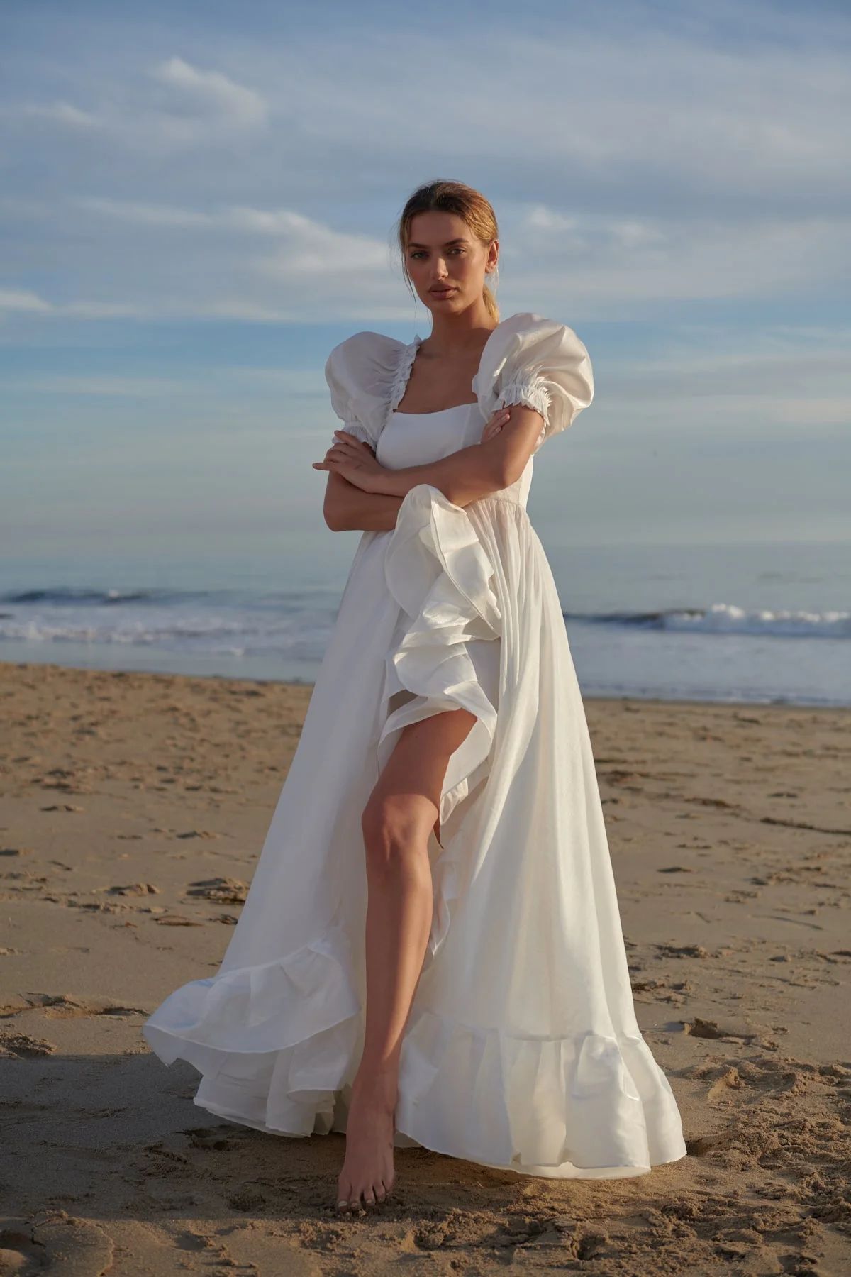 The Ivory Recycled Ruffle Gown | Selkie Collection