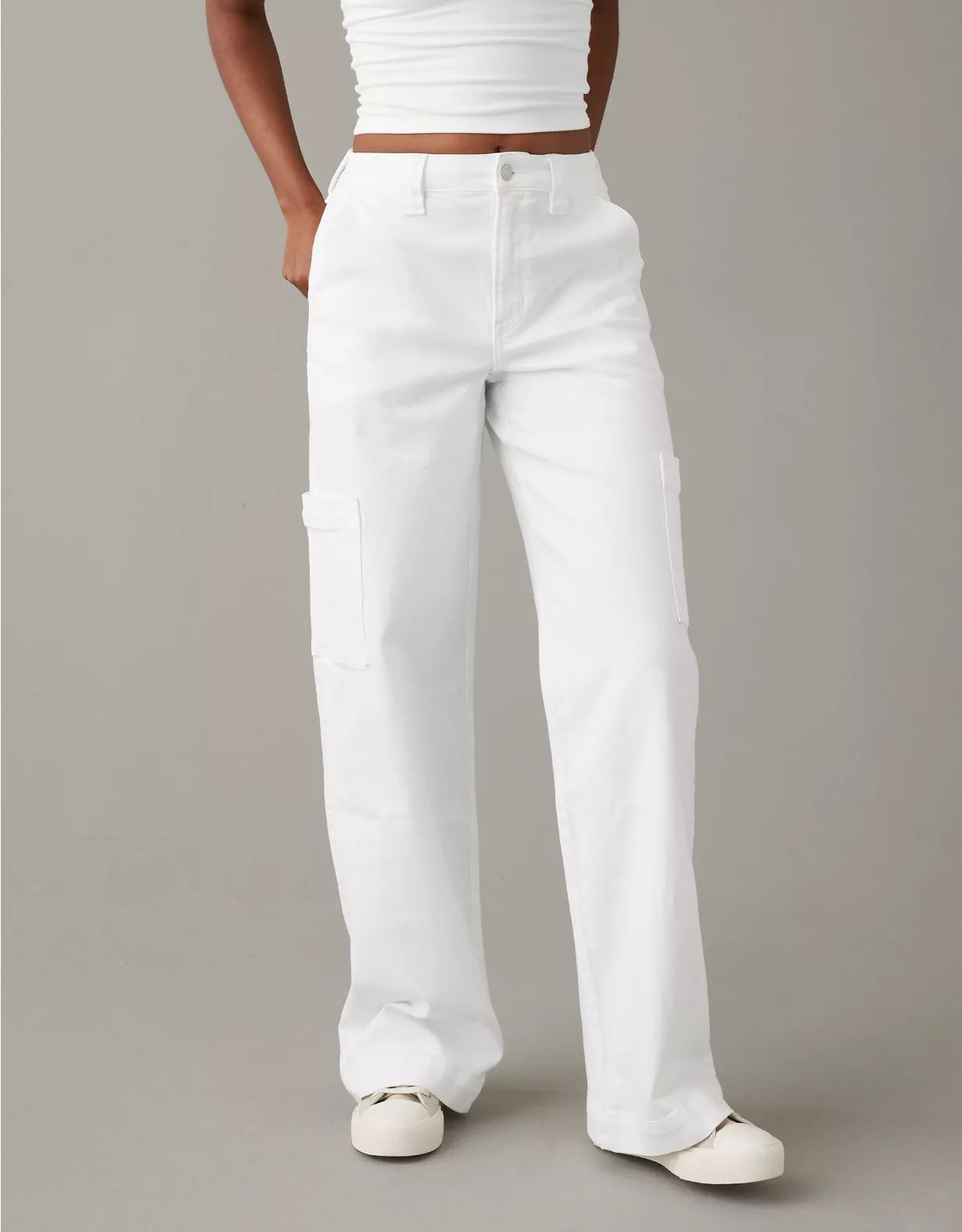 AE Stretch Super High-Waisted Cargo Baggy Wide-Leg Jean | American Eagle Outfitters (US & CA)