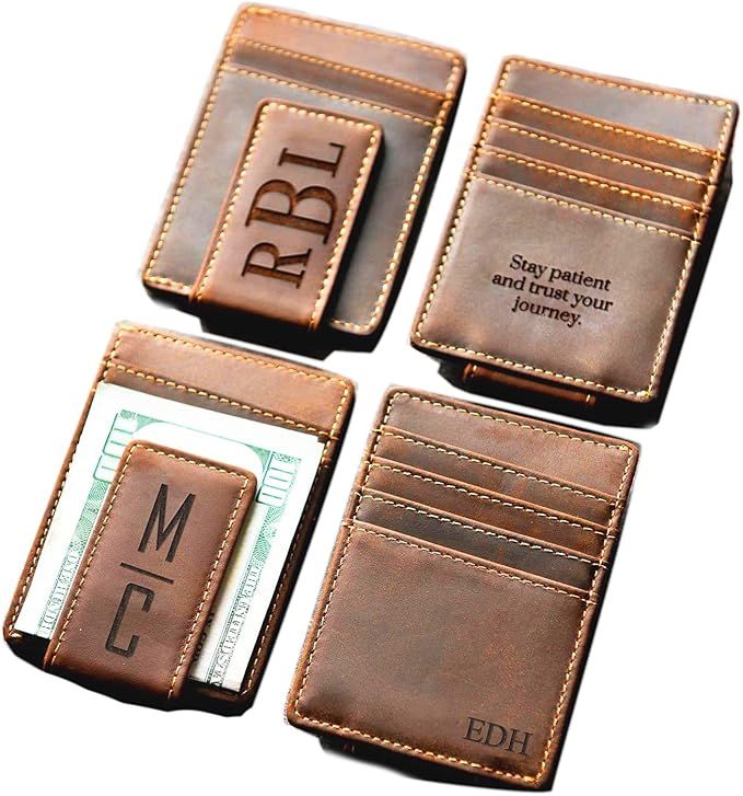 Money Clip For Men, Personalized mens Front Pocket Wallet With Money Clip, Genuine Leather Wallet... | Amazon (US)