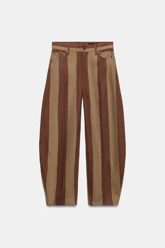 ZW COLLECTION TAPERED HIGH-RISE STRIPED JEANS | Zara US