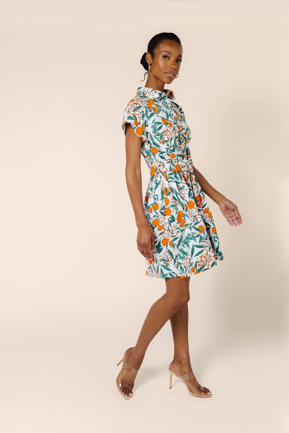 Printed Cotton Shirt Dress - Orange Blossom Sky | Rachel Parcell