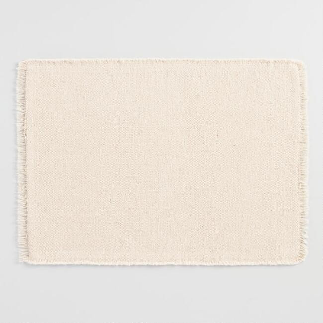 Neutral Woven Placemats with Natural Fringe Set of 4 | World Market