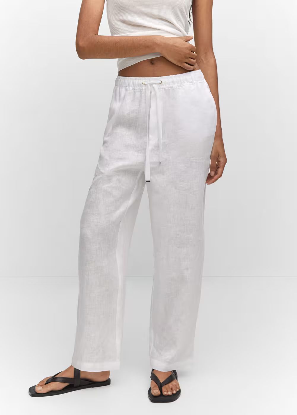 Bow linen pants -  Women | Mango USA | MANGO (US)
