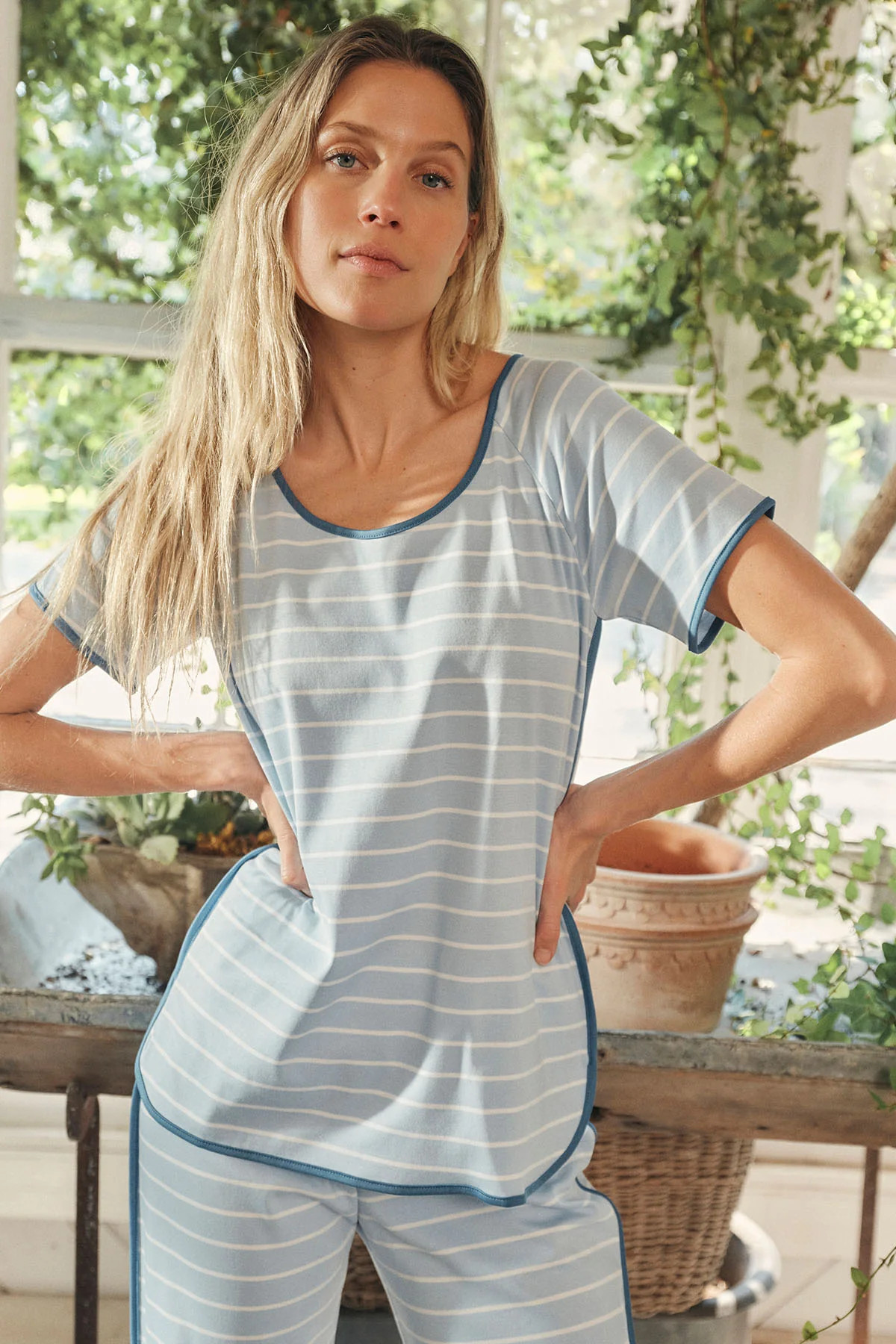 Pima Short-Long Set in Hydrangea | Lake Pajamas