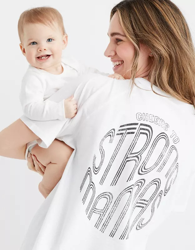 Mama By Aerie™ Distressed Raglan Boyfriend T-Shirt | American Eagle Outfitters (US & CA)