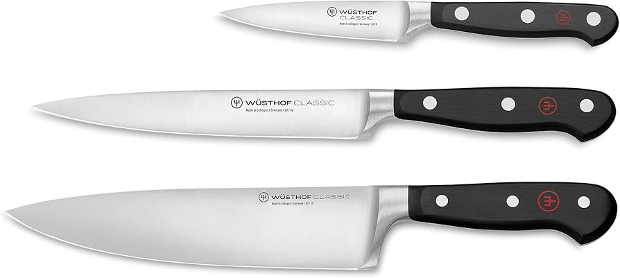 WÜSTHOF Classic 3-Piece Chef's Knife Set, Black | Amazon (US)