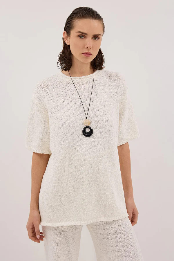 SUE OFF WHITE KNIT TEE | DISSH