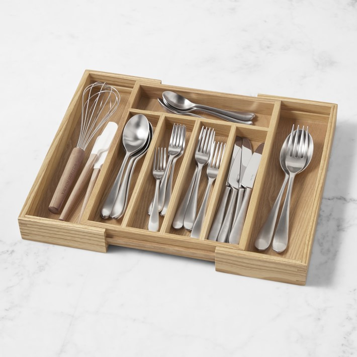Hold Everything Expandable In-Drawer Flatware Organizer, Ashwood | Williams-Sonoma