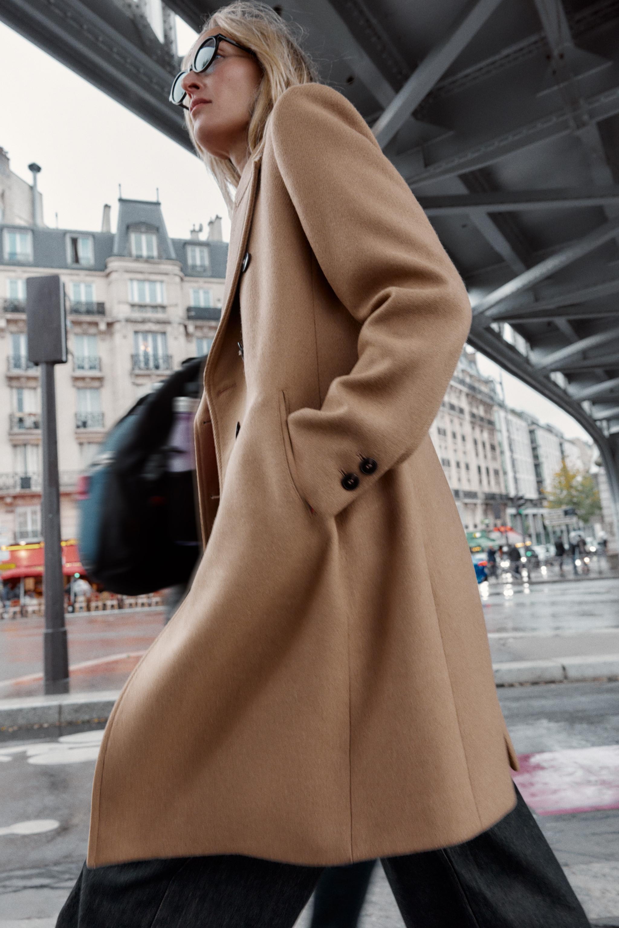 DOUBLE-BREASTED COAT WITH SHOULDER PADS | Zara UK