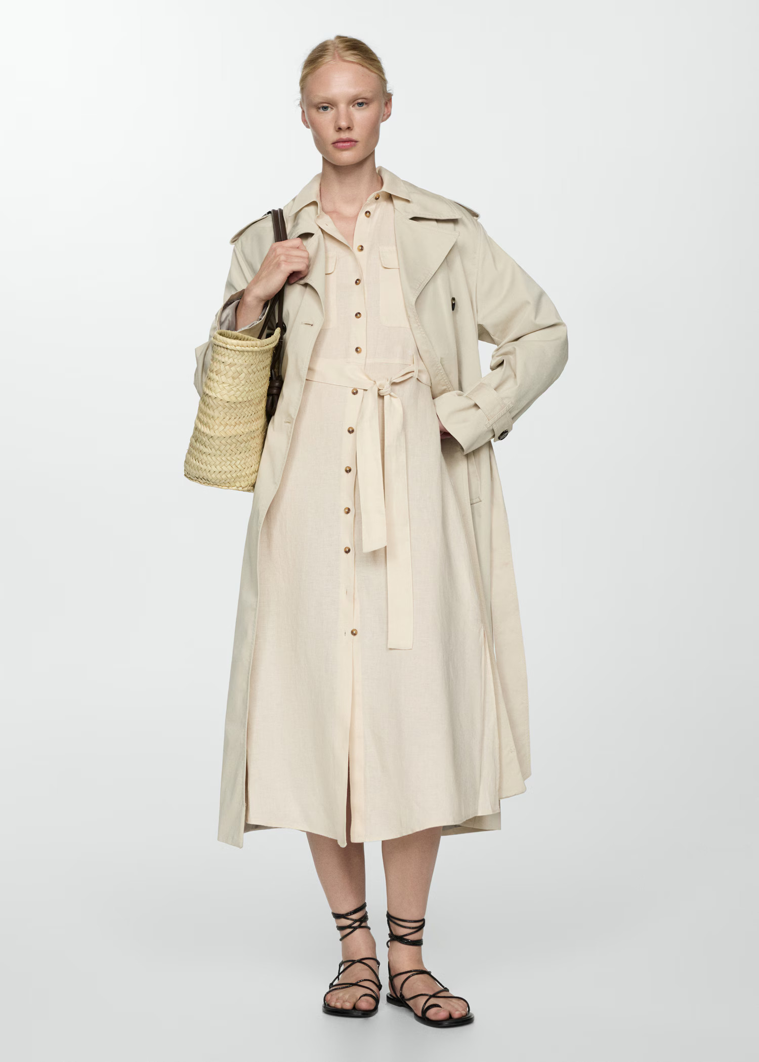 100% linen shirty dress | MANGO (US)