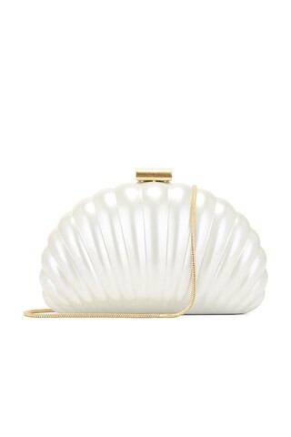 SIMKHAI Monet Pearlized Shell Clutch in Ivory - Ivory. Size all. | FWRD 