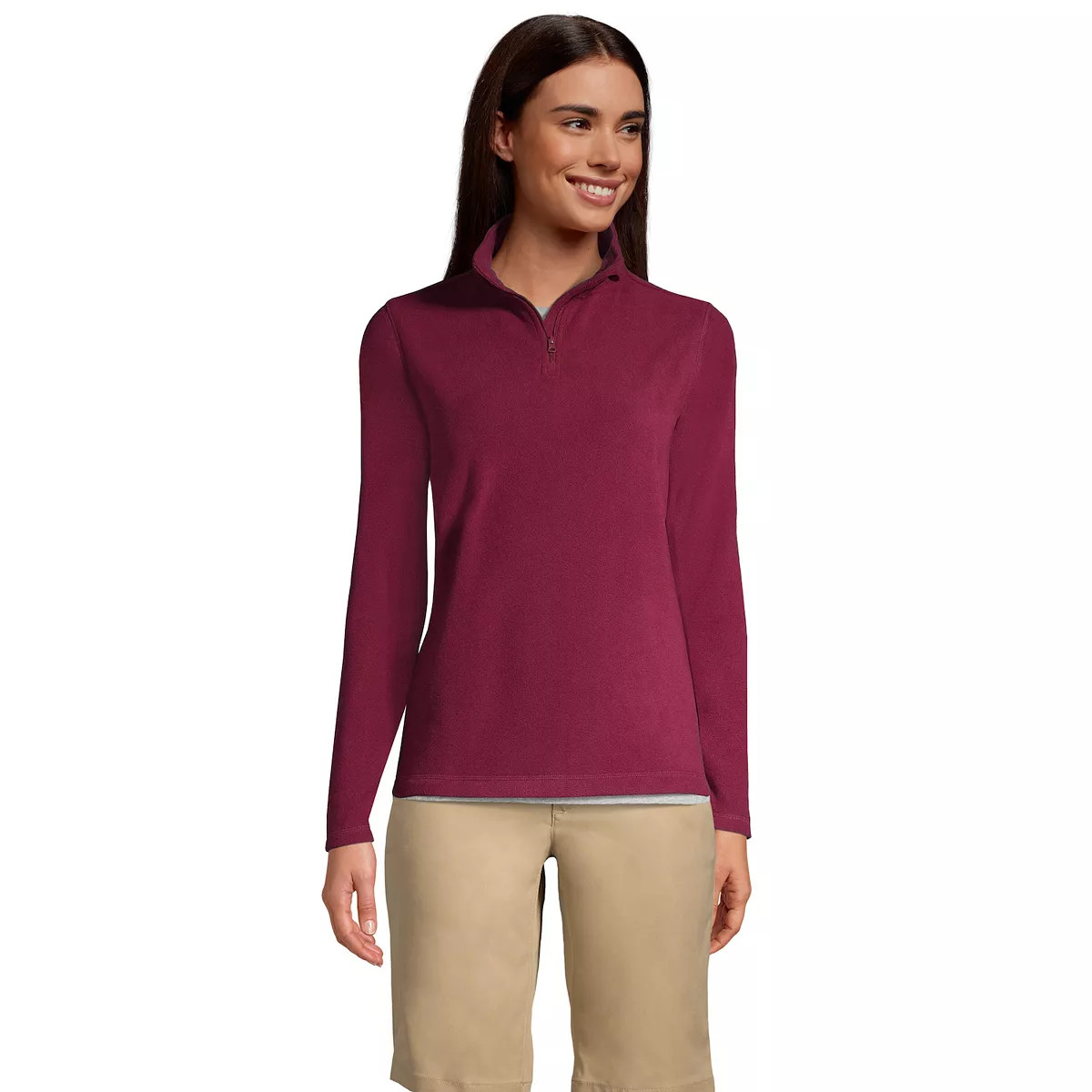 Women's Lands' End Lightweight Fleece Quarter Zip Pullover | Kohl's