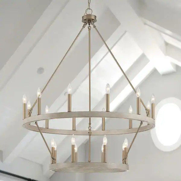 The Gray Barn Highclere Farmhouse 20-light Wagon Wheel Chandelier - 40"x40"x 47.83" - Driftwood/B... | Bed Bath & Beyond