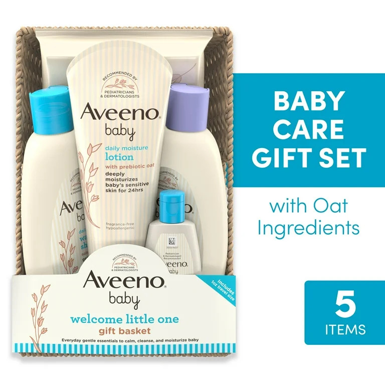Aveeno Baby Welcome Little One Gift Set with Baby Wash, Shampoo, Wipes and Lotion, for Sensitive ... | Walmart (US)
