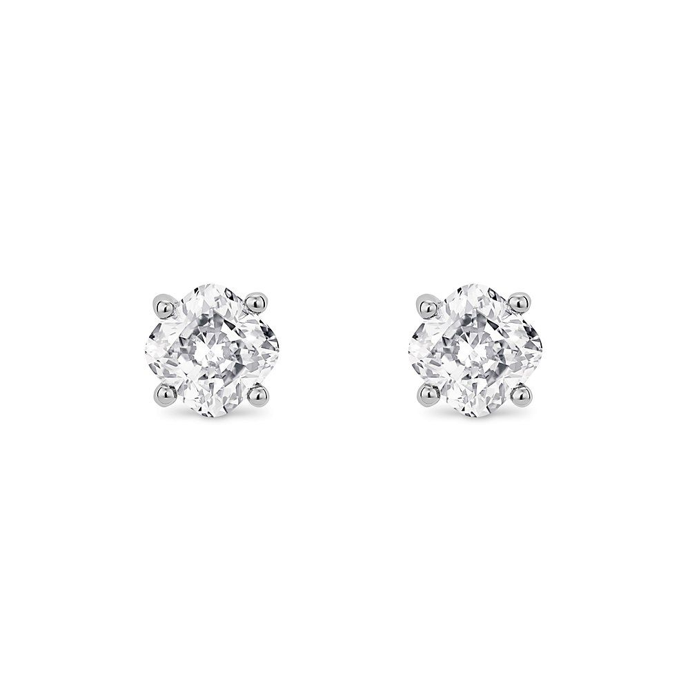 LIGHTBOX Lab-Grown Diamond Cushion Solitaire Stud Earrings in 14k White Gold (1 ct. tw.)"" | Blue Nile