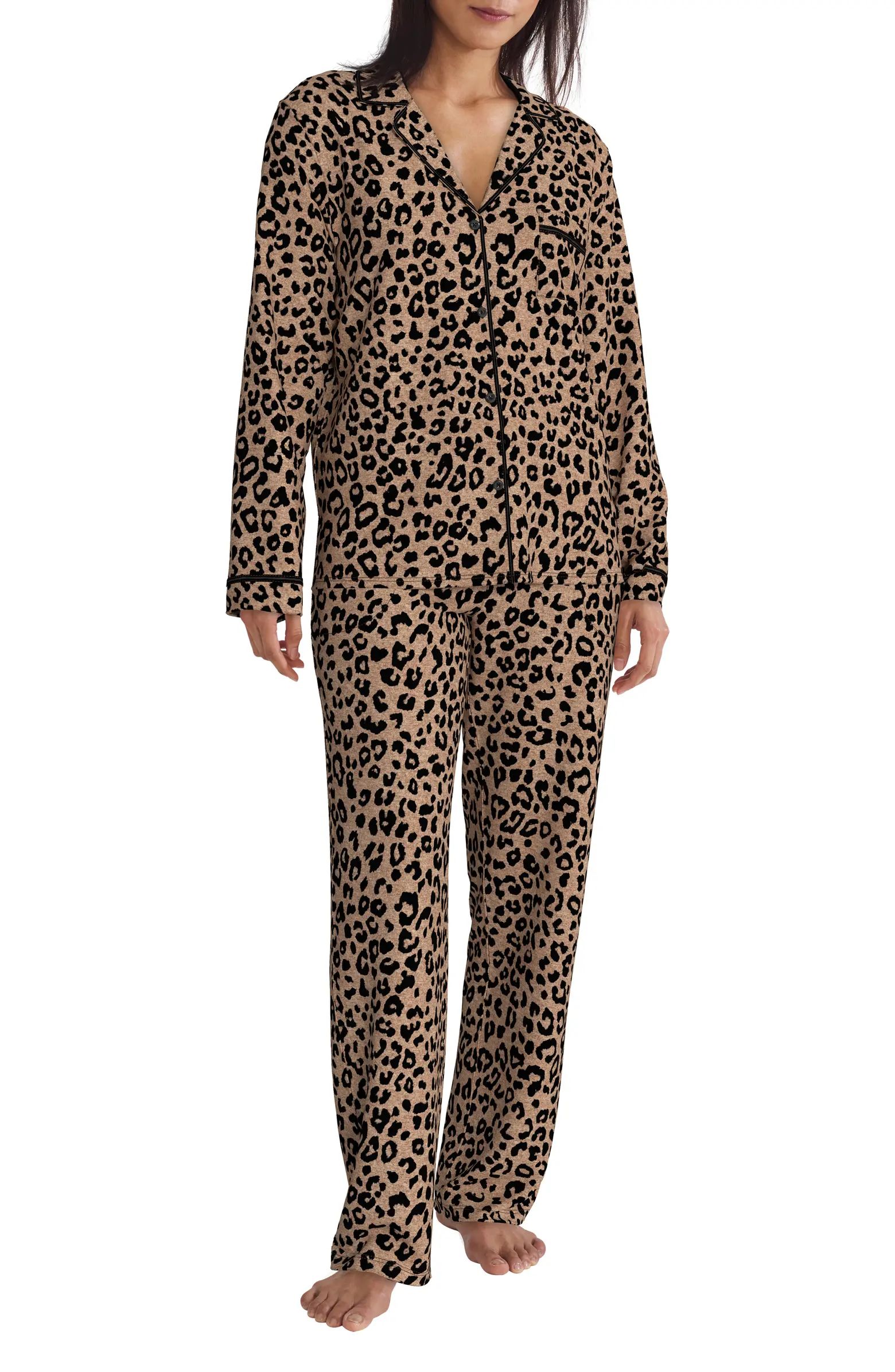 DKNY Long Sleeve Top & Pants Stretch Fleece Pajama Set | Nordstromrack | Nordstrom Rack