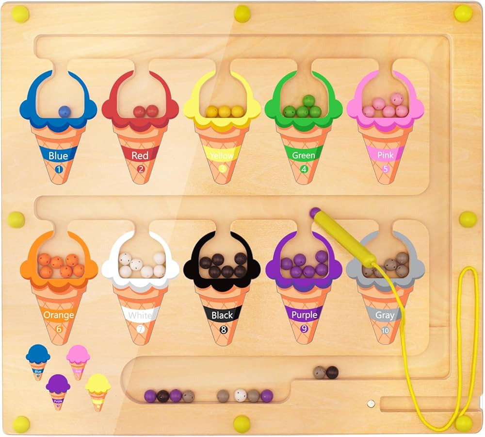 Ice Cream Magnetic Color and Number Maze, Montessori Color Sorting Puzzles Game for Kid, Counting... | Amazon (US)
