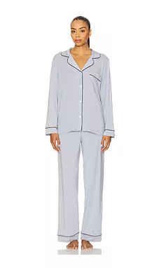 eberjey Gisele Long Pj Set in Gray Dawn & Navy from Revolve.com | Revolve Clothing (Global)