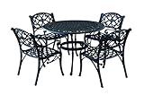 Homestyles 6654-308 5 Piece Outdoor Dining Set, 42" Table, Black | Amazon (US)