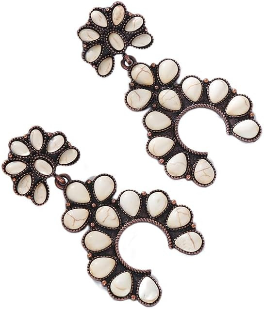 Turquoise Bohemian Dangle Metal Large Oval Earrings Statement Teardrop Earrings Western Earrings ... | Amazon (US)