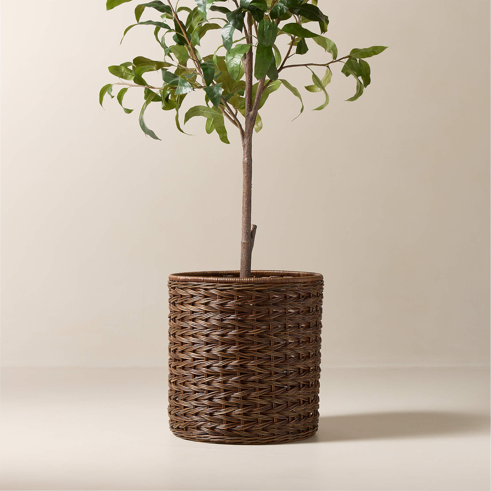 Ennio Handwoven Brown Rattan Storage Basket Large + Reviews | CB2 | CB2