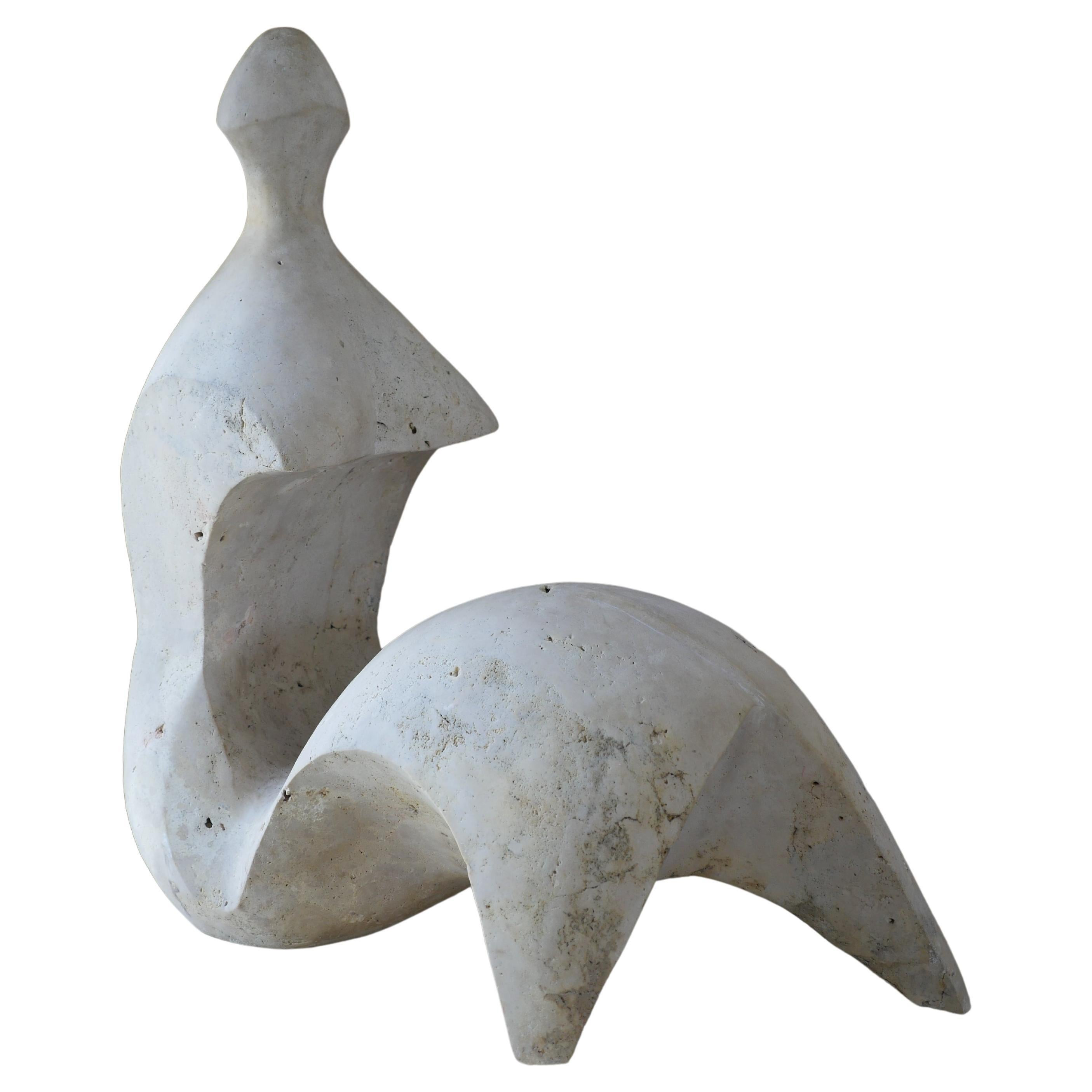 1970s Mid-Century Figurative Roman Travertine Monumental Sculpture | 1stDibs