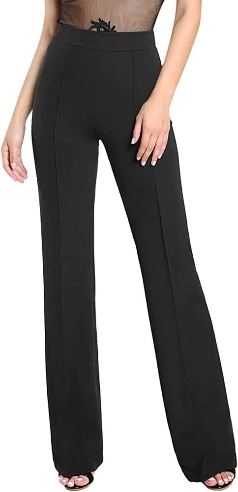 SOLY HUX Women's High Waisted Straight Leg Long Pants Trousers | Amazon (US)