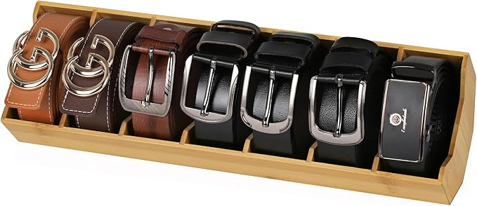 StorageWorks Belt Organizer, Bamboo Belt Organizer for Closet, 7 Dividers Belt Holder, Natural, 1... | Amazon (CA)