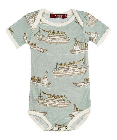 Milkbarn Blue & Gray Ships Short-Sleeve Bodysuit - Infant | Best Price and Reviews | Zulily | Zulily