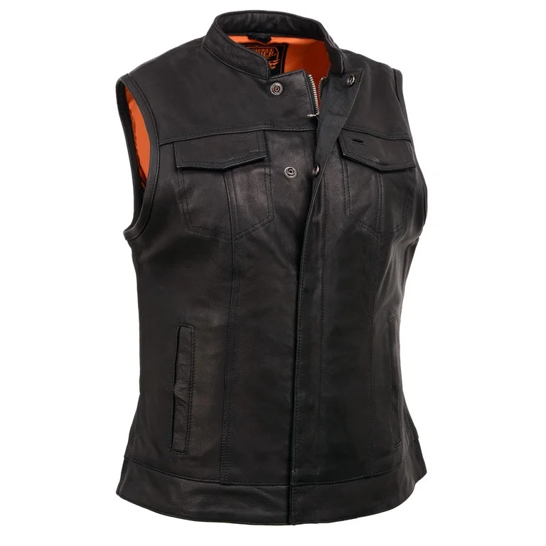 Milwaukee Leather MLL4512 Women\u2019s Lashes Black Leather Club Style Motorcycle Rider Vest w/  ... | Walmart (US)