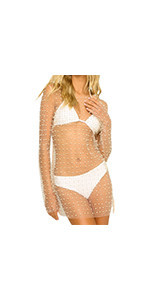 Sdencin See Through Thin Knitted Beachwear Sheer Mini Dress,Sexy Solid Backless Bikini Cover Up L... | Amazon (US)