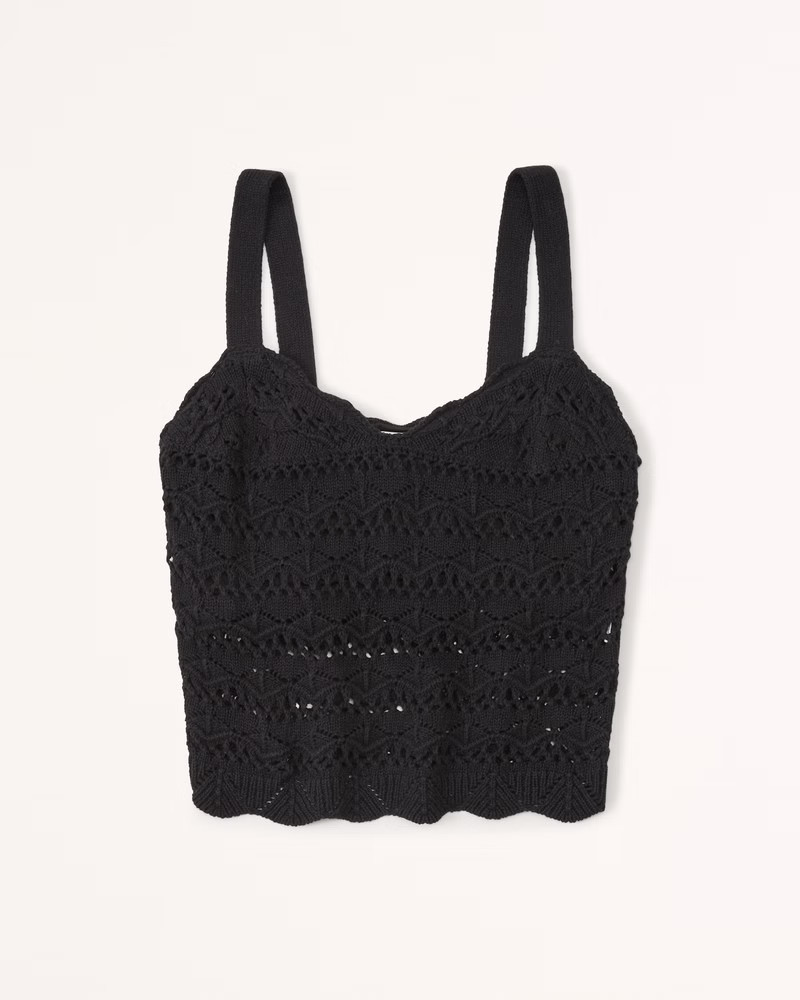 Women's Crochet V-Neck Tank | Black Top | Black Tank Top | Winter Tops | Spring Tops 2023 | Abercrombie & Fitch (US)