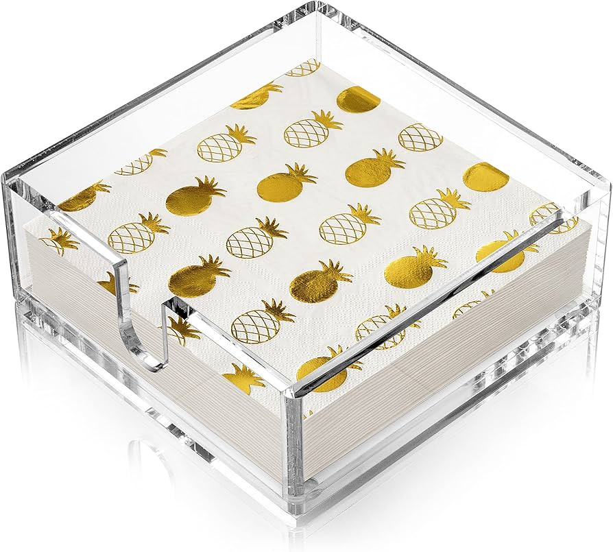 Clear Acrylic Luncheon Napkin Holder - With Rounded Corners and Hygienic Non-Slip Pads, made Deep... | Amazon (US)