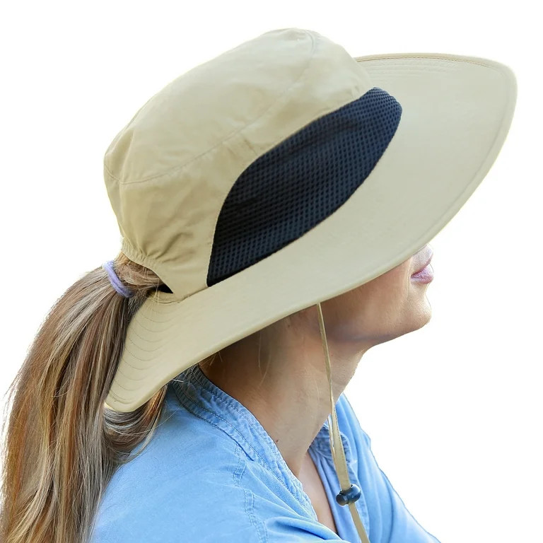 Solaris Women Ponytail Sun Hat for Hiking Fishing Gardening Outdoor UV Protection Safari Cap, Bre... | Walmart (US)