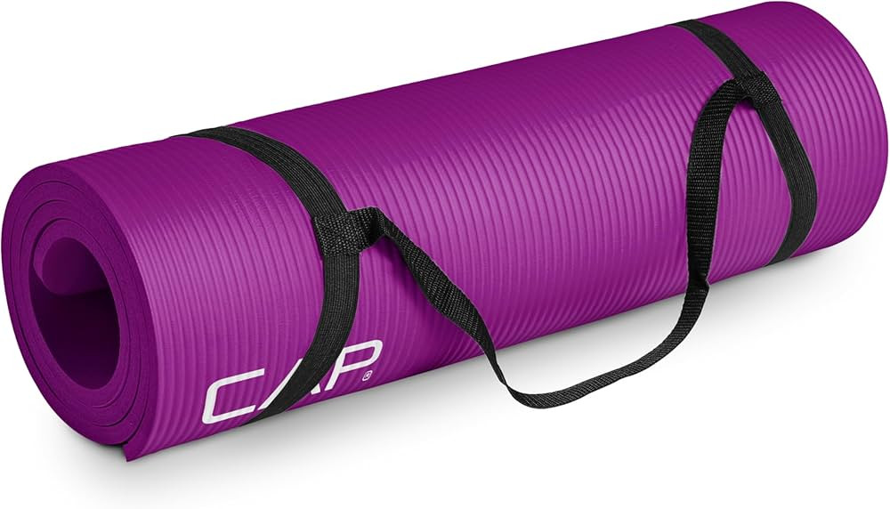 CAP Barbell 1/2-Inch High Density Exercise Yoga Mat with Strap | Multiple Options | Amazon (US)