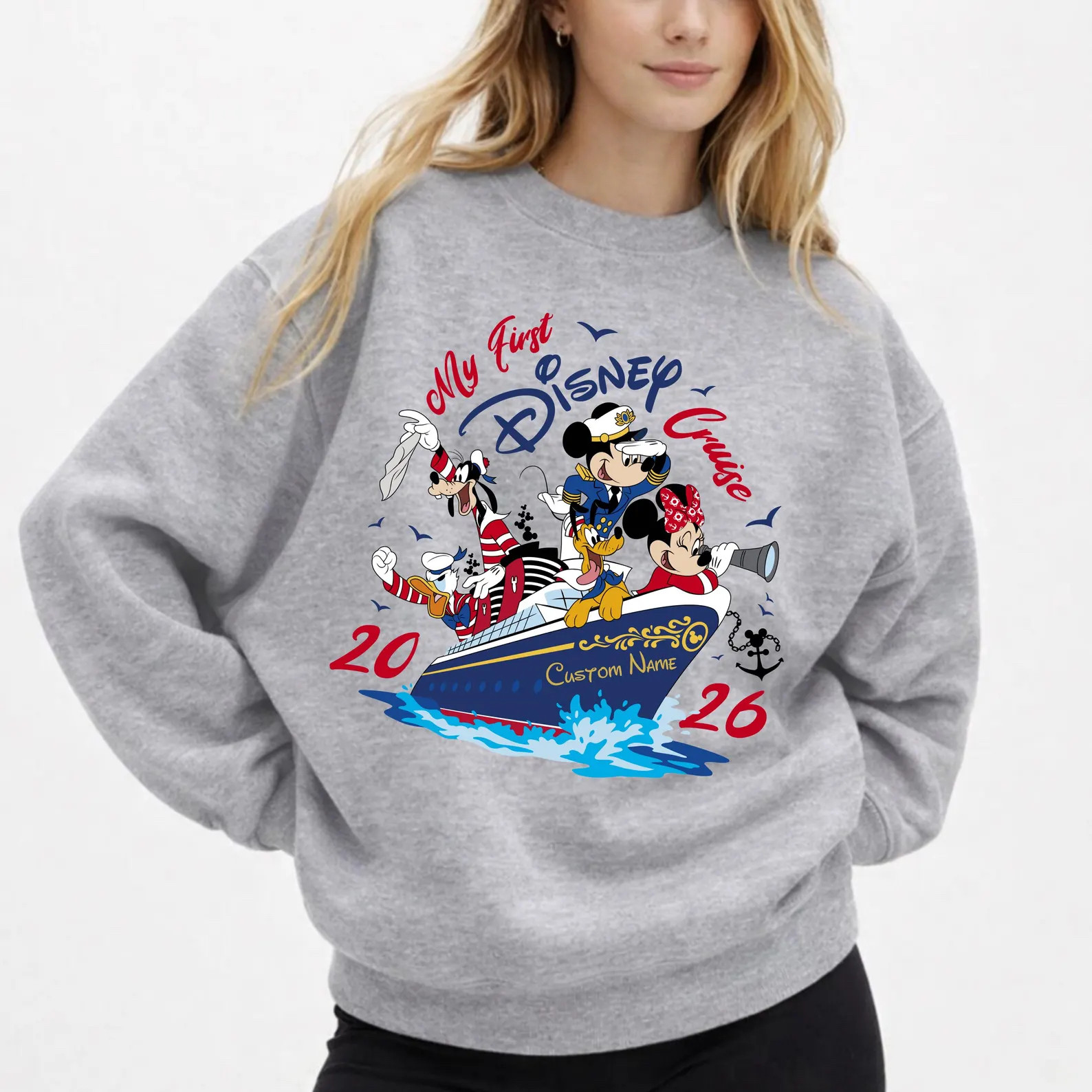 This is such a cute keepsake for a family's first Disney Cruise! 🚢✨
Matching sweatshirts like these make embarkation day, sail away parties, and vacation photos even more memorable. Bonus points for the custom name and year!
#DisneyCruise #DisneyVacation #FamilyTravel #CruiseLife #DisneyStyle 

 