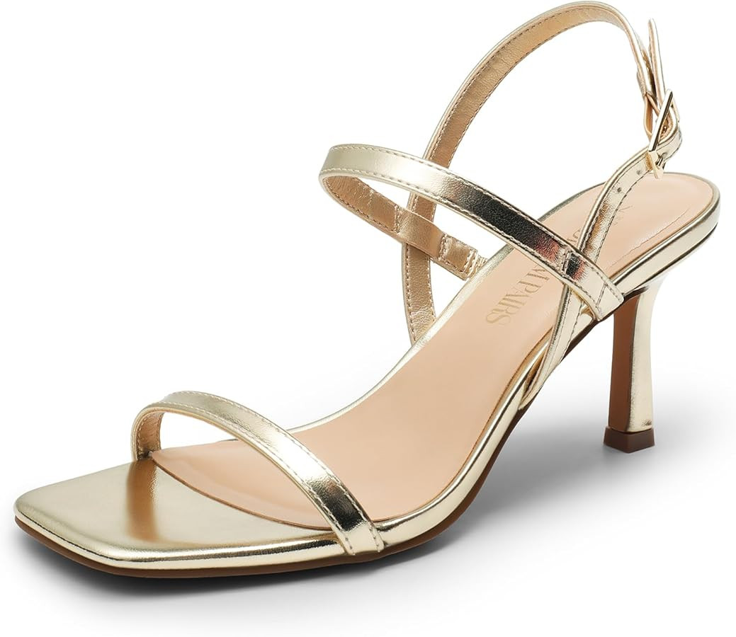 DREAM PAIRS Womens Slingback Heels Square Open Toe Strappy Sandals Ankle Strap High Heeled Dressy... | Amazon (US)