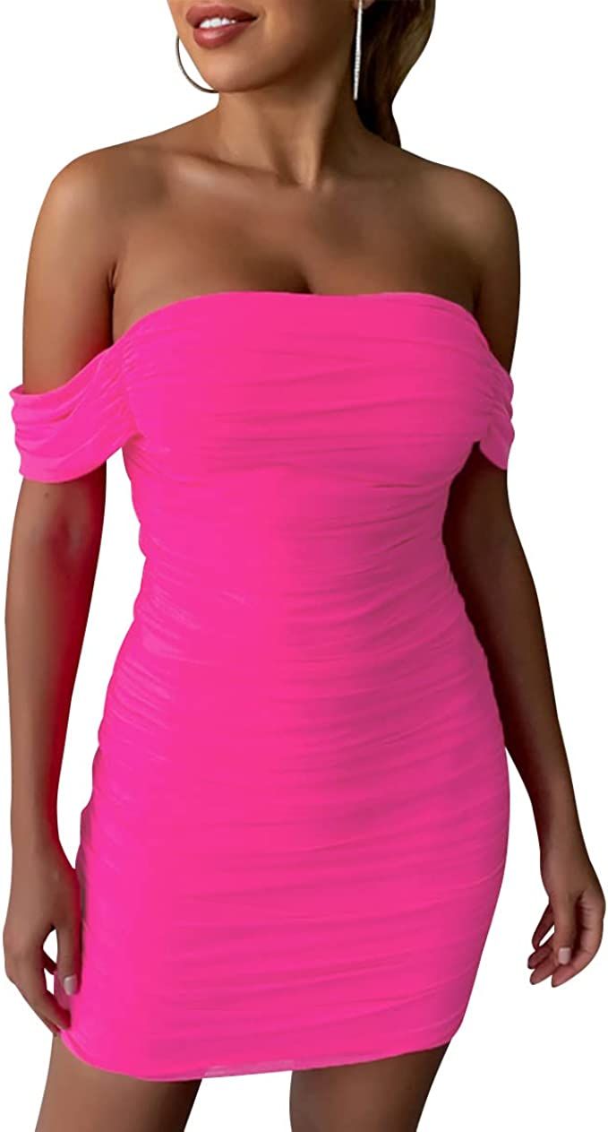 WUSENST Women's Sexy Bodycon Party Mini Dress Deep V Neck Sequin Backless Spaghetti Straps Clubwe... | Amazon (US)