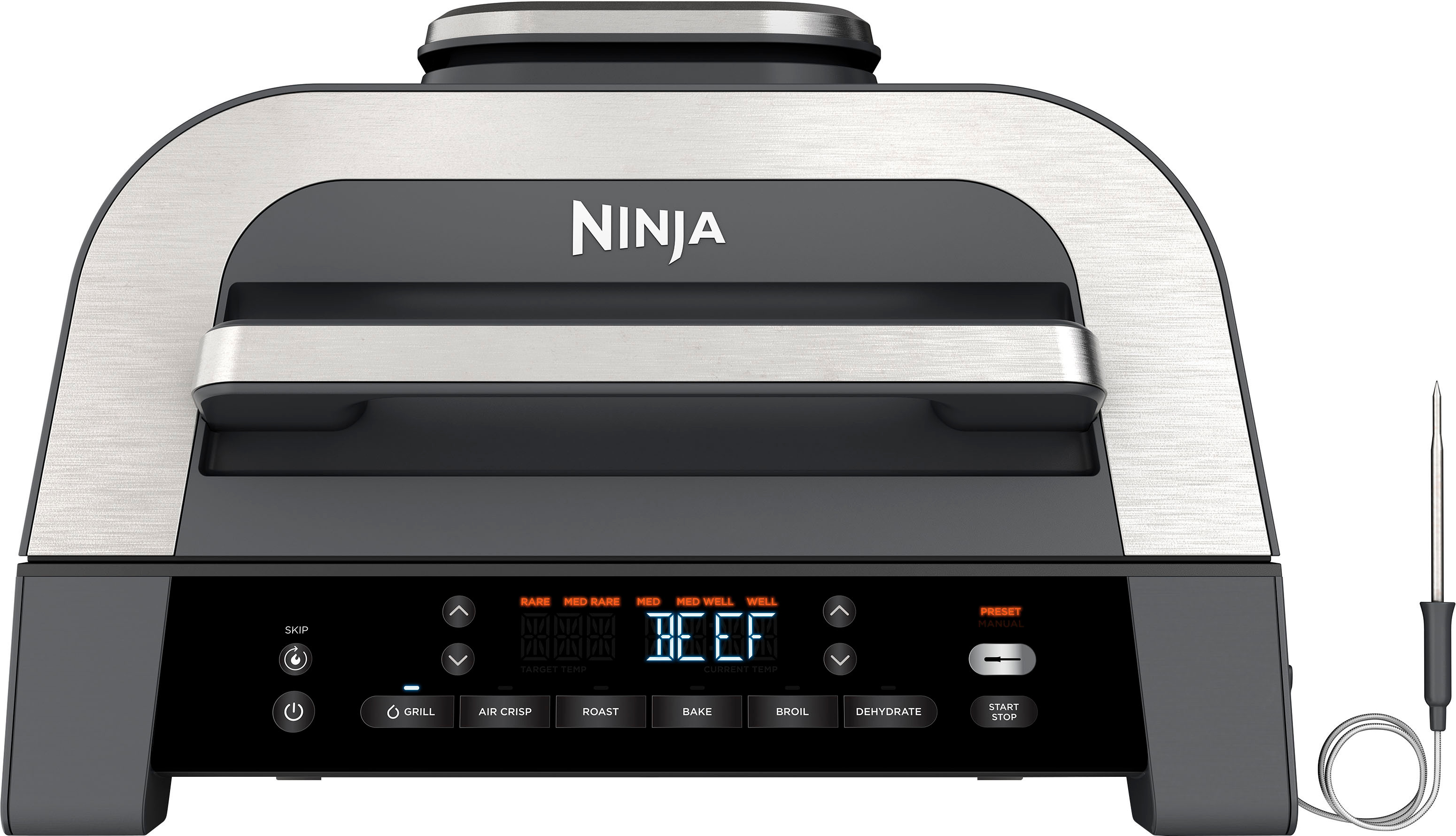 Ninja - Foodi Smart XL 6-in-1 Countertop Indoor Grill with Smart Cook System, 4-quart Air Fryer - Dark Grey/Stainless | Best Buy U.S.