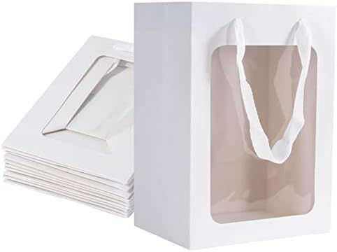 Dasofine 12pcs Gift Bag with Window, Sturdy Paper Tote with Transparent Window, 7.1”×5.1”×... | Amazon (US)